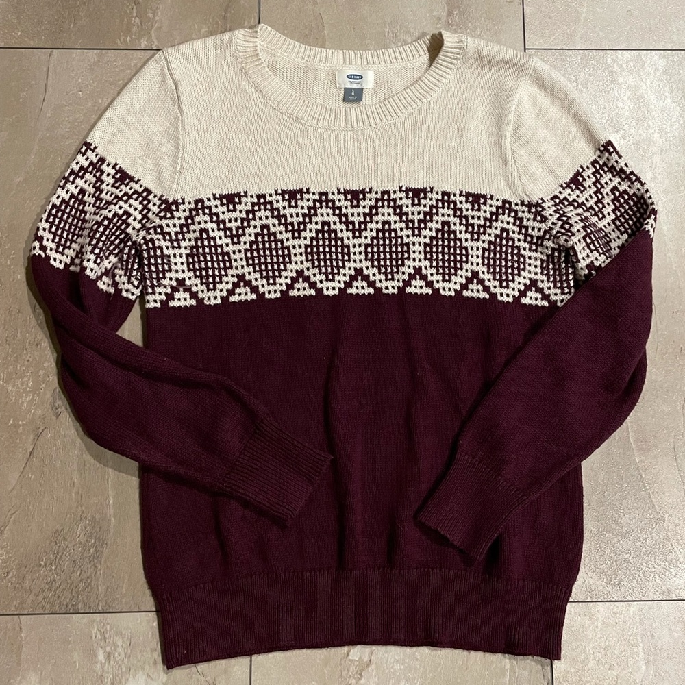 Maroon & Off - White Sweater